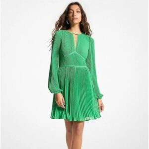 Michael Michael Kors Kelly Green Pleated Minidress Size M/Medium
